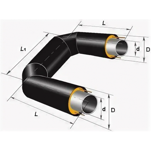 П-образный компенсатор ППУ ПЭ тип 1 Ст3сп 26,8х2,8х46,6х1000 мм ГОСТ 3262-75