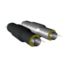 Сильфонный компенсатор двухсекционный ППУ ПЭ тип 1 1,6 МПа Ст3сп 12Х18Н10Т 42,3х4х50 мм ГОСТ 3262-75